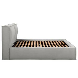 Gestoffeerd bed KINX Platweefsel Desna: Grijs - 200 x 200cm - Zonder matras - 1 opbergruimte - 110cm