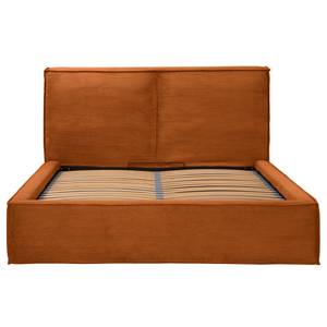 Letto imbottito Kinx Velluto a coste Poppy: ruggine - 200 x 200cm - Senza materasso - 1 contenitore - 150 cm