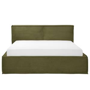 Letto imbottito Kinx Velluto a coste Poppy: verde oliva - 140 x 200cm - H2 - 1 contenitore - 110 cm