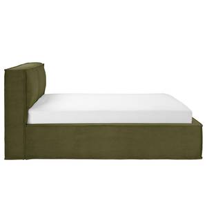 Letto imbottito Kinx Velluto a coste Poppy: verde oliva - 140 x 200cm - H2 - 1 contenitore - 110 cm