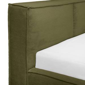 Letto imbottito Kinx Velluto a coste Poppy: verde oliva - 140 x 200cm - H2 - 1 contenitore - 110 cm