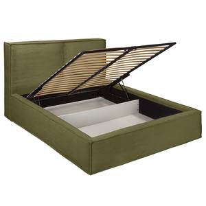 Letto imbottito Kinx Velluto a coste Poppy: verde oliva - 220 x 200cm - H3 - 1 contenitore - 150 cm