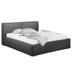 Gestoffeerd bed KINX Platweefsel Drems: Antracietkleurig - 140 x 200cm - H4 hard - 1 opbergruimte - 110cm