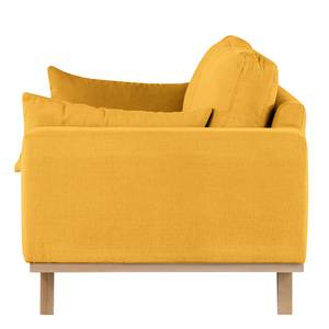 3-Sitzer Sofa BILLUND Baumwollstoff Vele: Senfgelb - Buche Hell