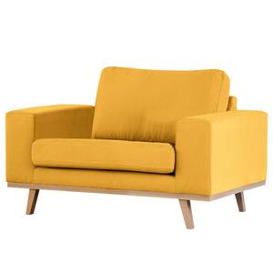 Fauteuil BILLUND Tissu Vele: Jaune moutarde - Hêtre clair