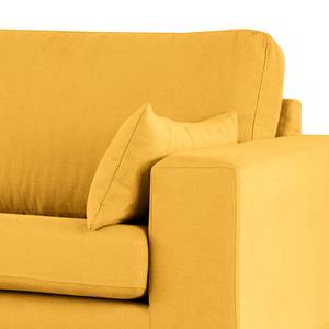 Divano con chaise longue BILLUND Tessuto Vele: giallo senape - Longchair preimpostata a sinistra - Faggio chiara