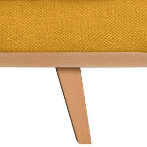 Divano con chaise longue BILLUND Tessuto Vele: giallo senape - Longchair preimpostata a sinistra - Faggio chiara