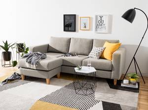 Ecksofa MAISON 2-Sitzer mit Longchair Webstoff - Webstoff Inas: Cappuccino - Longchair davorstehend links