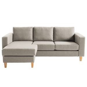 Ecksofa MAISON 2-Sitzer mit Longchair Webstoff - Webstoff Inas: Cappuccino - Longchair davorstehend links