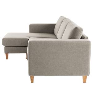 Ecksofa MAISON 2-Sitzer mit Longchair Webstoff - Webstoff Inas: Cappuccino - Longchair davorstehend links