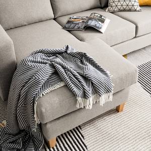 Ecksofa MAISON 2-Sitzer mit Longchair Webstoff - Webstoff Inas: Cappuccino - Longchair davorstehend links