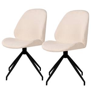 Chaises Kopervik (lot de 2) Acier - Blanc laine - Bouclé