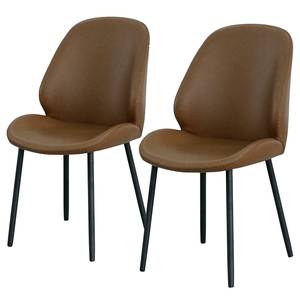 Chaises Monte Carlo - Lot de 2 Acier / Imitation cuir - Marron