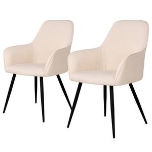 Chaises Harbo - Lot de 2 Acier - Blanc laine - Bouclé