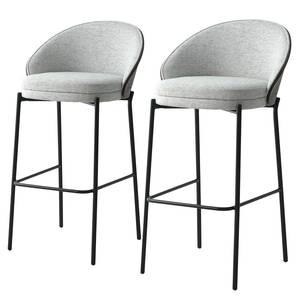 Set di 2 sedie da bar Canelas Acciaio / Tessuto piatto - Grigio chiaro