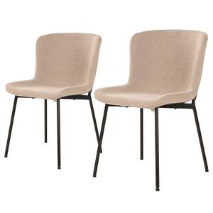 Chaises Maceda - Lot de 2 Acier / Bouclé - Beige