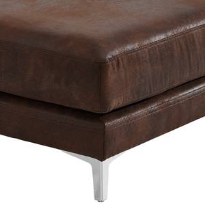 Repose-pieds capitonné Aniaro Microfibre Goda: Marron bison - Aluminium