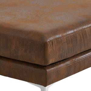 Repose-pieds capitonné Aniaro Microfibre Goda: Marron chocolat - Aluminium