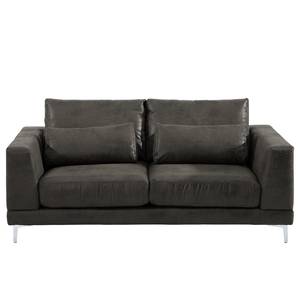 2-Sitzer Sofa Aniaro Microfaser Goda: Anthrazit - Aluminium