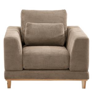 Fauteuil Aniaro Velours côtelé Poppy: Taupe - Hêtre