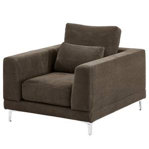 Fauteuil Aniaro Velours côtelé Poppy: Marron - Aluminium