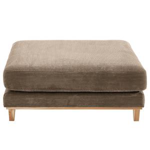 Polsterhocker Aniaro Cordstoff Poppy: Taupe - Buche