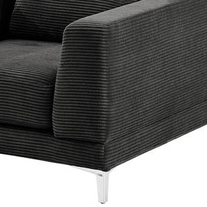 Fauteuil Aniaro Velours côtelé Poppy: Anthracite - Aluminium