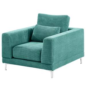 Fauteuil Aniaro Velours côtelé Poppy: Turquoise - Aluminium