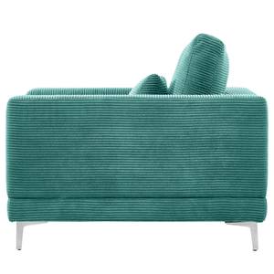 Fauteuil Aniaro Velours côtelé Poppy: Turquoise - Aluminium