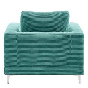 Fauteuil Aniaro Velours côtelé Poppy: Turquoise - Aluminium