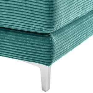 Gestoffeerde hocker Aniaro Corduroy Poppy: Turquoise - Aluminium