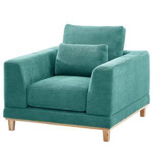 Fauteuil Aniaro Velours côtelé Poppy: Turquoise - Hêtre