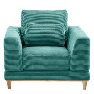 Fauteuil Aniaro Velours côtelé Poppy: Turquoise - Hêtre