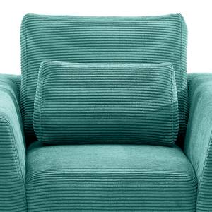 Fauteuil Aniaro Velours côtelé Poppy: Turquoise - Hêtre