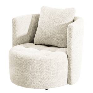 Fauteuil Timboan Bouclé Stof Abby: Polair wit - Met hocker