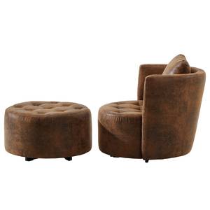 Fauteuil Timboan Microvezel Goda: Chocoladebruin - Met hocker