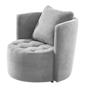 Fauteuil Timboan Velours côtelé Poppy: Gris clair - Avec repose-pieds