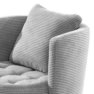 Fauteuil Timboan Velours côtelé Poppy: Gris clair - Avec repose-pieds