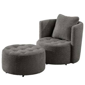 Fauteuil Timboan Tissu Bouclé Abby: Anthracite - Avec repose-pieds