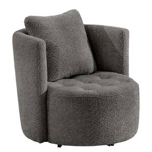 Fauteuil Timboan Tissu Bouclé Abby: Anthracite - Avec repose-pieds