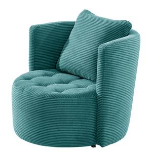 Fauteuil Timboan Corduroy Poppy: Petrolblauw - Met hocker