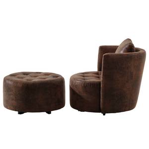 Fauteuil Timboan Microvezel Goda: Bizonbruin - Met hocker