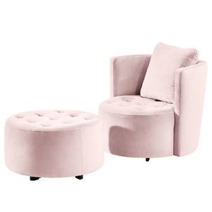 Fauteuil Timboan Velours Blonda: Oud pink - Met hocker