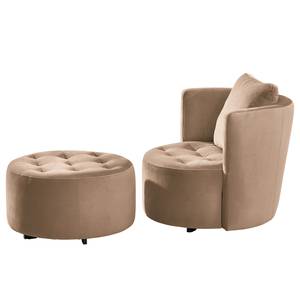 Fauteuil Timboan Velours Blonda: Taupe - Avec repose-pieds