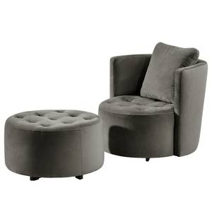 Fauteuil Timboan Velours Blonda: Anthracite - Avec repose-pieds