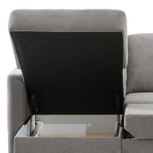 Ecksofa Engele mit Longchair Microfaser Sole: Hellgrau