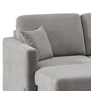 Ecksofa Engele mit Longchair Microfaser Sole: Hellgrau