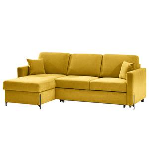 Ecksofa Engele mit Longchair Microfaser Sole: Senfgelb