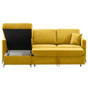 Ecksofa Engele mit Longchair Microfaser Sole: Senfgelb