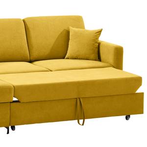 Ecksofa Engele mit Longchair Microfaser Sole: Senfgelb